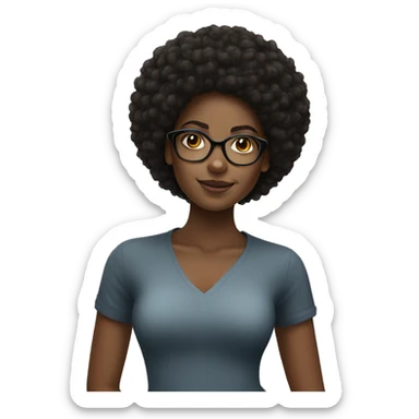 pretty black  girl with afro and glasses  sticker