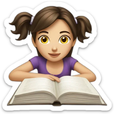 brunette girl studying hard sticker