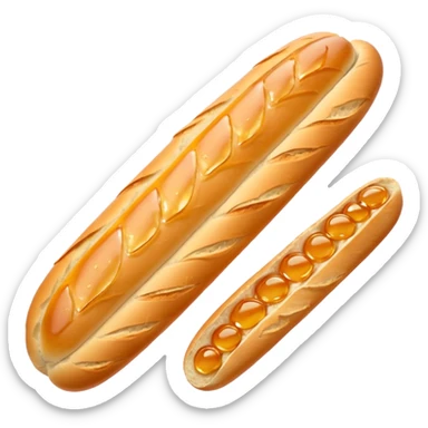 French baguette, covered in honey and garlic sticker