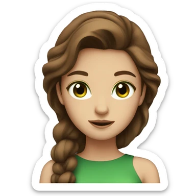 very beautiful girl with brown hair and green eyes  sticker