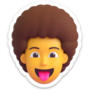 money mouth emoji with an afro hairstyle sticker
