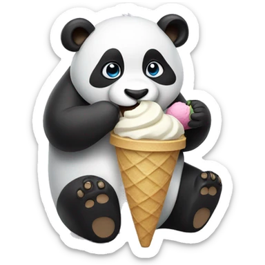 Panda eating ice cream sticker