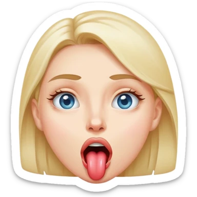 Woman with eyes looking up and tongue sticking out drooling sticker