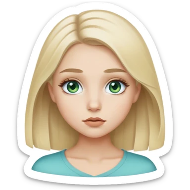 Ash blonde girl with greeny blue eyes tiny lips blonde eyelash end brows sticker