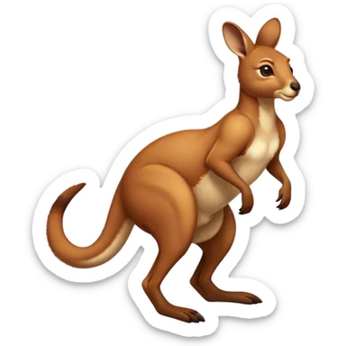 the iconic Full-body Australian Kangaroo  jump– Cinematic-realistic Australian kangaroo, jumping with powerful hind legs and a muscular tail for balance. Its reddish-brown fur glows under the golden sunlight, ears perked and eyes alert.  sticker