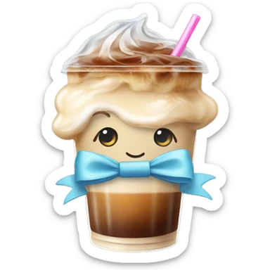 Iced coffee with a bow sticker