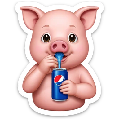 Pig drinking Pepsi  sticker