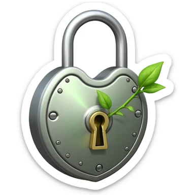 A seed germinating with a sprout sticking out of it in the shape of a pad lock  sticker