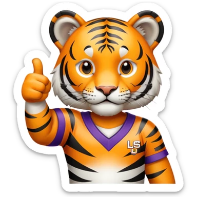 Tiger in LSU Jersey thumbs up sticker