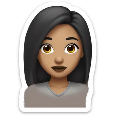 a lightskin girl with brown eyes black layered hair eyelashes and a septum piercing emoji sticker