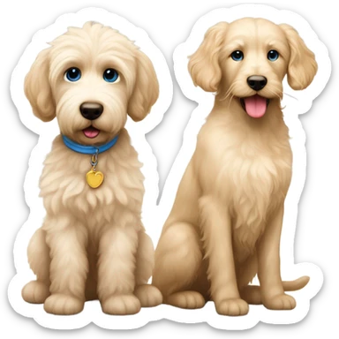 Goldendoodle with a Siamese cat sticker