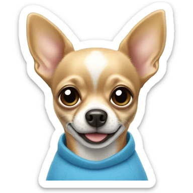 chihuahua crème wearing a blue shirt  sticker