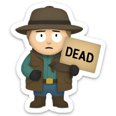 cartman holding a sign that says dead sticker