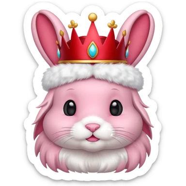 pink bunny with red crown sticker