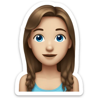 Girl with brown hair blue eyes and freckles sticker