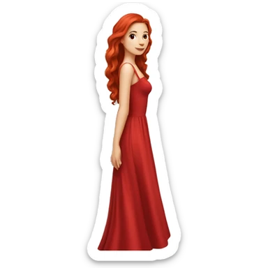 Fair-skin-elegant-girl-in-red-long-dress-with-long-red-hair sticker