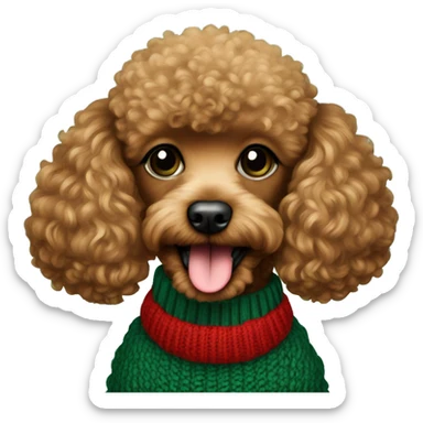Red toy poodle in emerald green sweater sticker