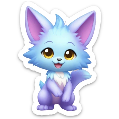 Anthro-Pastel-Gradient-Fur-Sona-Chibi-Shiny-Fakémon full body sticker