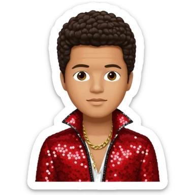 Bruno Mars with Light Tan Skin, Dark Brown Hair, Red Sequin Outfit sticker