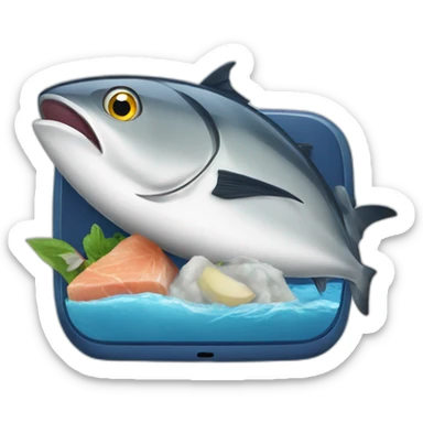 A tuna with a smartphone sticker