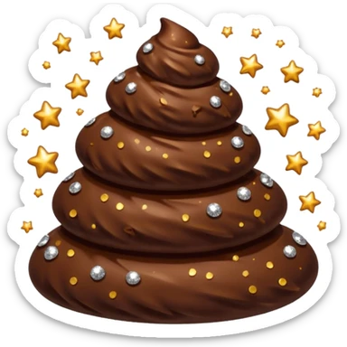 stylized pile of poo, sparkles around it, playful look sticker