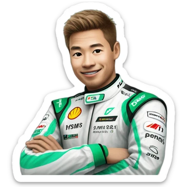 Yoshi dragon in a Mercedes AMG Petronas racing suit sticker