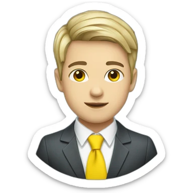 Ukrainian student wearing a suit in the color of the Ukrainian flag sticker