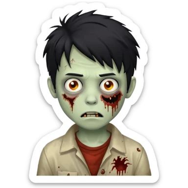 boy zombie with messy black hair sticker