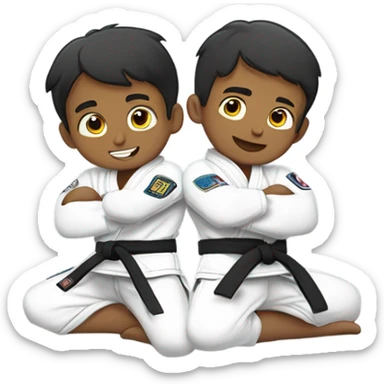 One jiujitsu boy taking another boys back sticker
