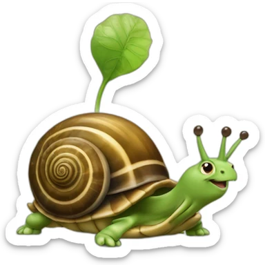 Escargot sur le dos d’une tortue  sticker