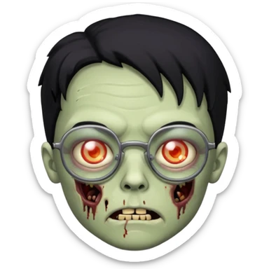 zumbie de cabelo preto,olhos pretos e oculos pequeno sticker