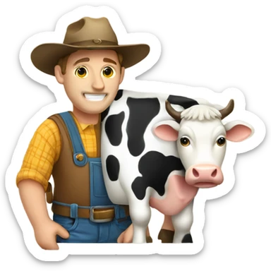 Farmer with a cow sticker