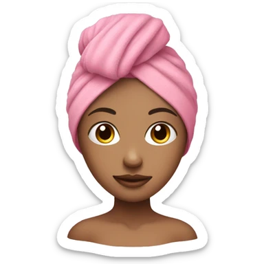 Girl with towel on head and pink face mask on sticker