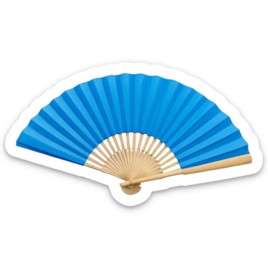blue paper hand fan sticker