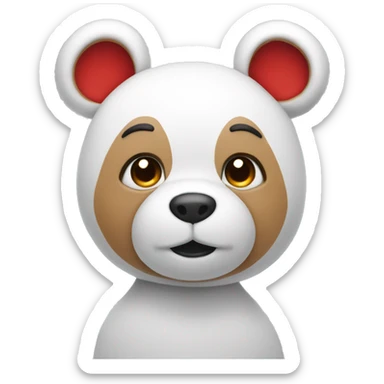 white teddy bear wearing a red bun sticker