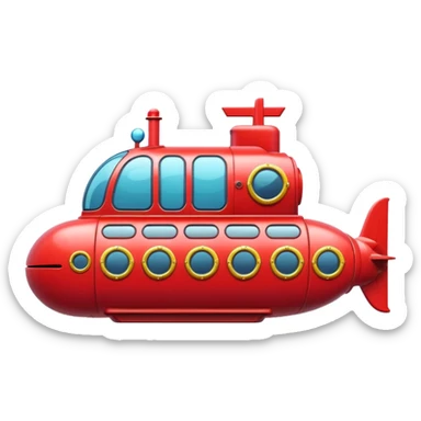 A cute cartoonish red submarine with oversized windows and bubbly edges.
















 sticker