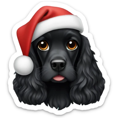 black cocker spaniel with christmas hat sticker