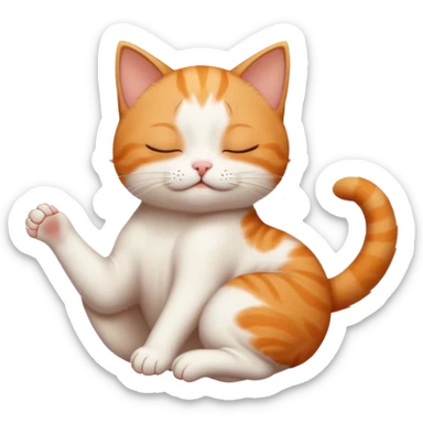 ginger and white small cat in funny positions upside down with eyes closed sticker