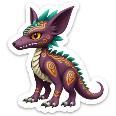 colorful lush edgy spooky tribal exotic patterned beautiful elegant pretty realistic Fakémon-Digimon-Fionbri-Trico-creature (full body) sticker