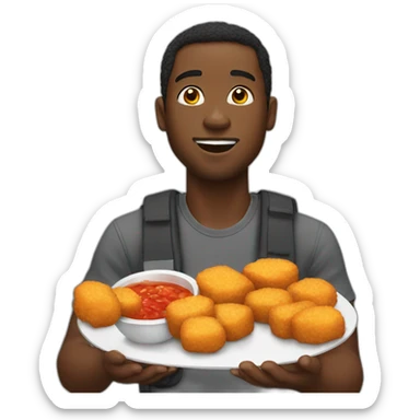 Black guy eating chicken nuggets sticker
