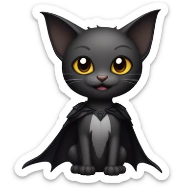 Black-Vampire-Batty-Cat-Fakémon-Cat With Bat-wings as ears  sticker