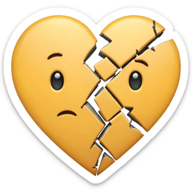 A fragmented heart emoji, broken into several distinct pieces, with a sense of melancholy and despair sticker