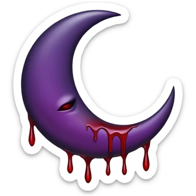 Black crescent moon with blood dripping from it dark purple sticker