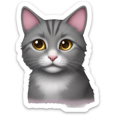 Boy grey cat pink nose curcle fave fluffy sticker