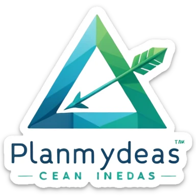 A clean, modern, and professional logo design for a project management and planning framework named 'planmyideas'. The logo should visually represent the journey from initial concept to successful execution. sticker