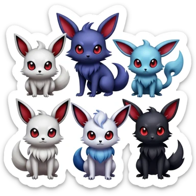 Cool Cute Kawaii Noibat-Eevee-Absol-Zorua-Umbreon-Pokemon Full Body   sticker