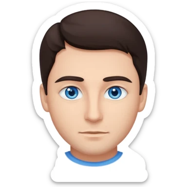 homme yeux bleu azur cheveux brun foncé sticker