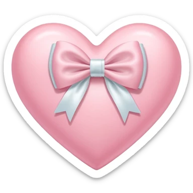 Pastel pink heart with white bow sticker