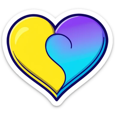 heart with yellow and blue gradient sticker