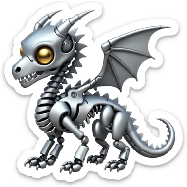 A skeleton robot dragon tiny cute sticker